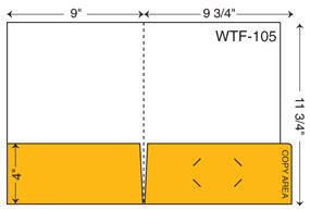 WTF-105. 9 3/4" x 11 3/4" Tab Folder. Two pockets, 4" tab on pocket.