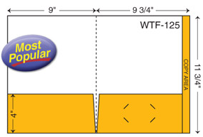WTF-125. 9 3/4" x 11 3/4" Tab Folder. Two pockets, full reinforced tab.