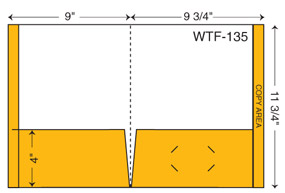 WTF-135. 9 3/4" x 11 3/4" Reinforced Tab Folder. Two pockets, full reinforced tab.